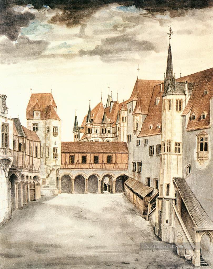 Cour de l’ancien château d’Innsbruck avec des nuages ​​Albrecht Dürer Peintures à l'huile